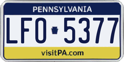 PA license plate LFO5377