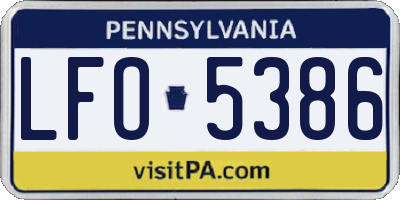PA license plate LFO5386