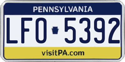 PA license plate LFO5392