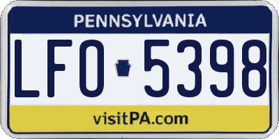 PA license plate LFO5398