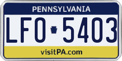 PA license plate LFO5403