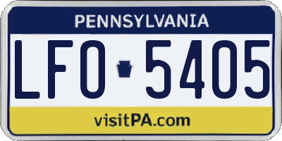 PA license plate LFO5405