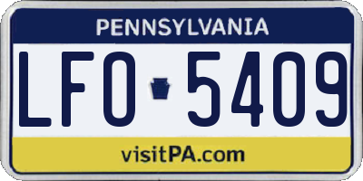 PA license plate LFO5409