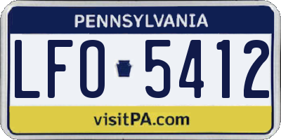 PA license plate LFO5412