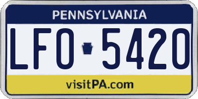 PA license plate LFO5420