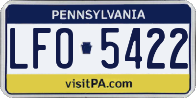 PA license plate LFO5422