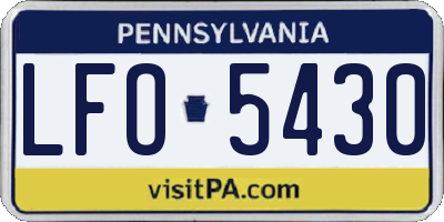 PA license plate LFO5430