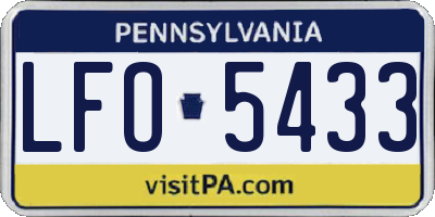 PA license plate LFO5433