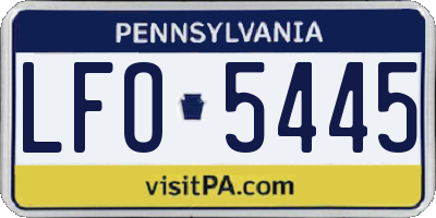 PA license plate LFO5445