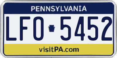 PA license plate LFO5452
