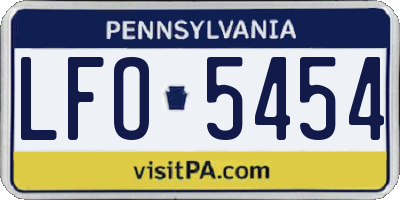 PA license plate LFO5454