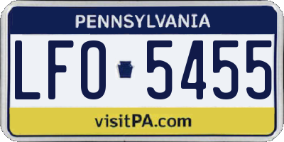 PA license plate LFO5455