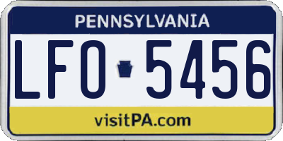 PA license plate LFO5456