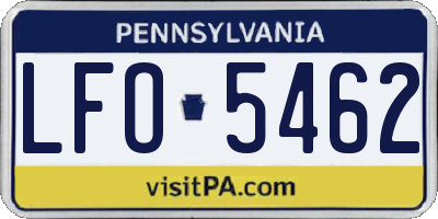 PA license plate LFO5462