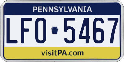 PA license plate LFO5467