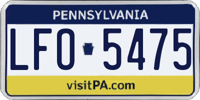 PA license plate LFO5475