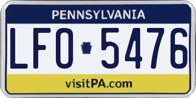 PA license plate LFO5476