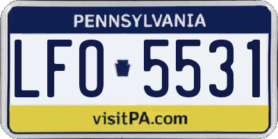 PA license plate LFO5531