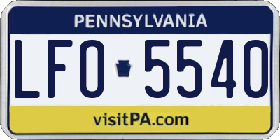 PA license plate LFO5540