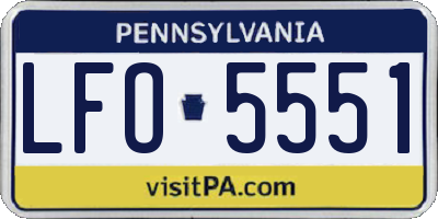 PA license plate LFO5551