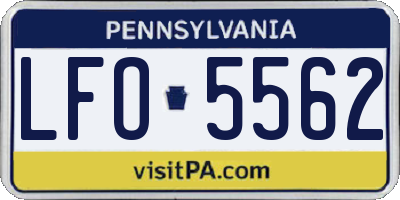 PA license plate LFO5562