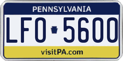 PA license plate LFO5600