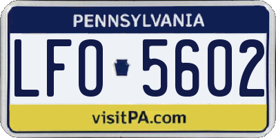 PA license plate LFO5602