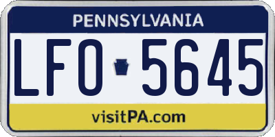 PA license plate LFO5645