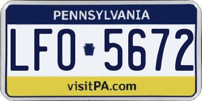 PA license plate LFO5672