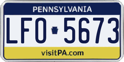 PA license plate LFO5673
