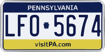 PA license plate LFO5674