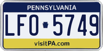 PA license plate LFO5749