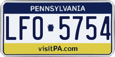 PA license plate LFO5754