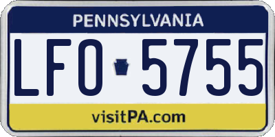 PA license plate LFO5755