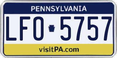 PA license plate LFO5757