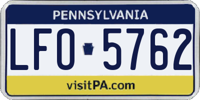 PA license plate LFO5762