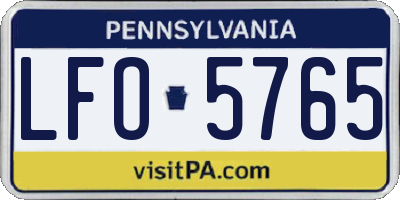 PA license plate LFO5765