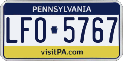 PA license plate LFO5767