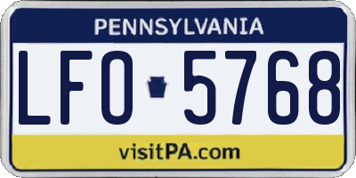 PA license plate LFO5768