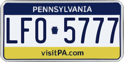 PA license plate LFO5777