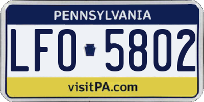 PA license plate LFO5802