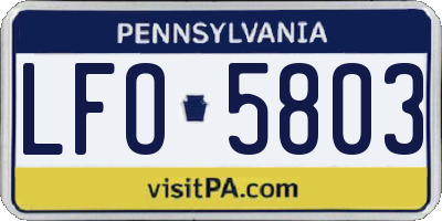 PA license plate LFO5803