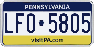 PA license plate LFO5805