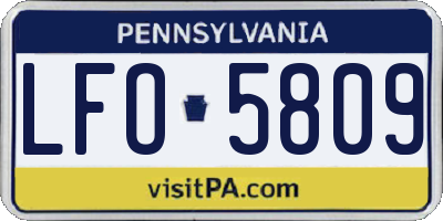 PA license plate LFO5809