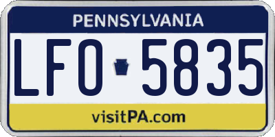 PA license plate LFO5835