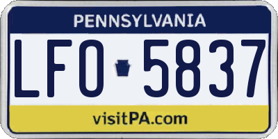 PA license plate LFO5837