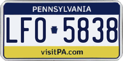 PA license plate LFO5838