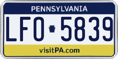 PA license plate LFO5839