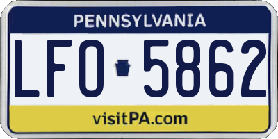 PA license plate LFO5862