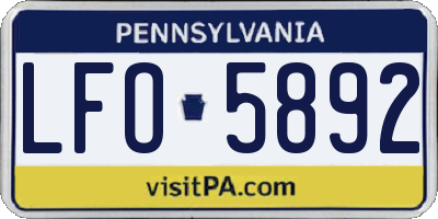 PA license plate LFO5892